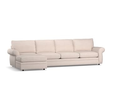 Pearce Roll Arm Upholstered Left Arm Sofa with Chaise Sectional, Down Blend Wrapped Cushions, Jumbo Basketweave Dark Truffle - Image 2