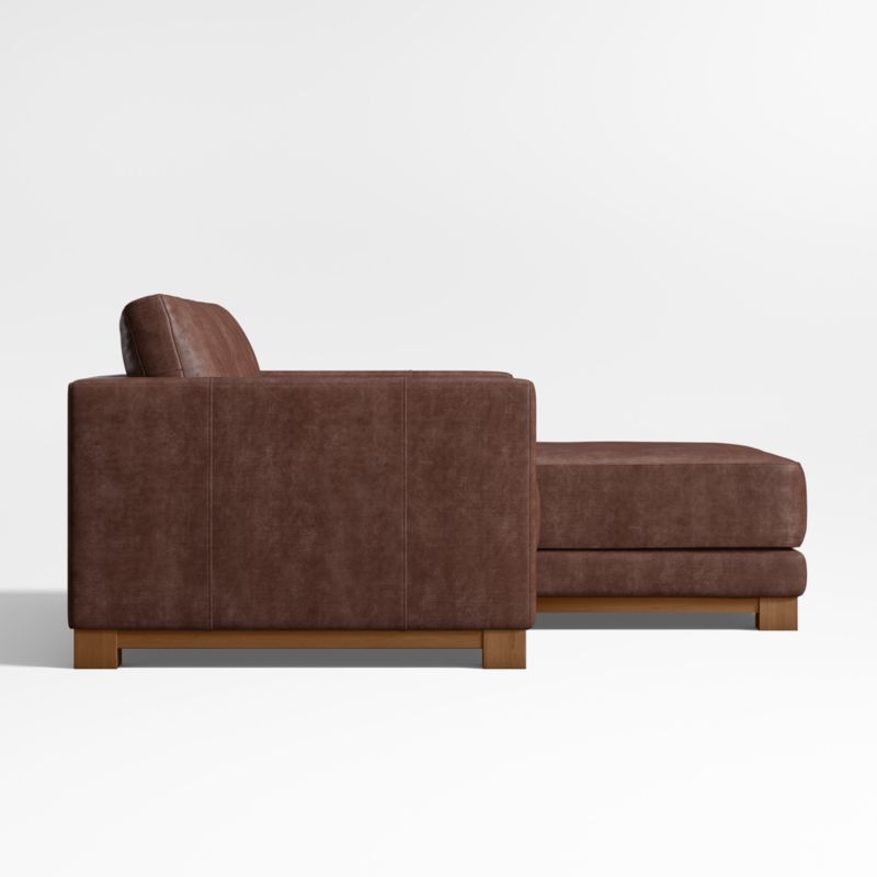 Gather Deep Wood Base 2-Piece Small Space Leather Sectional Sofa with Chaise Lounge - Image 4