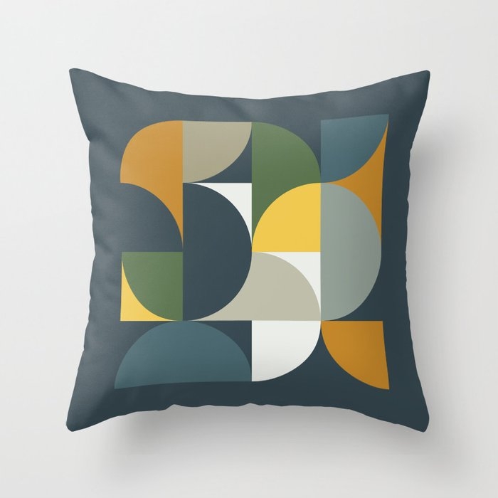 Mid Century Geometric 13/2 Couch Throw Pillow by The Old Art Studio - Cover (16" x 16") with pillow insert - Outdoor Pillow - Image 0