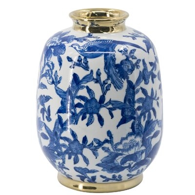 Landreth Blue 10.6'' Porcelain Table Vase - Image 0