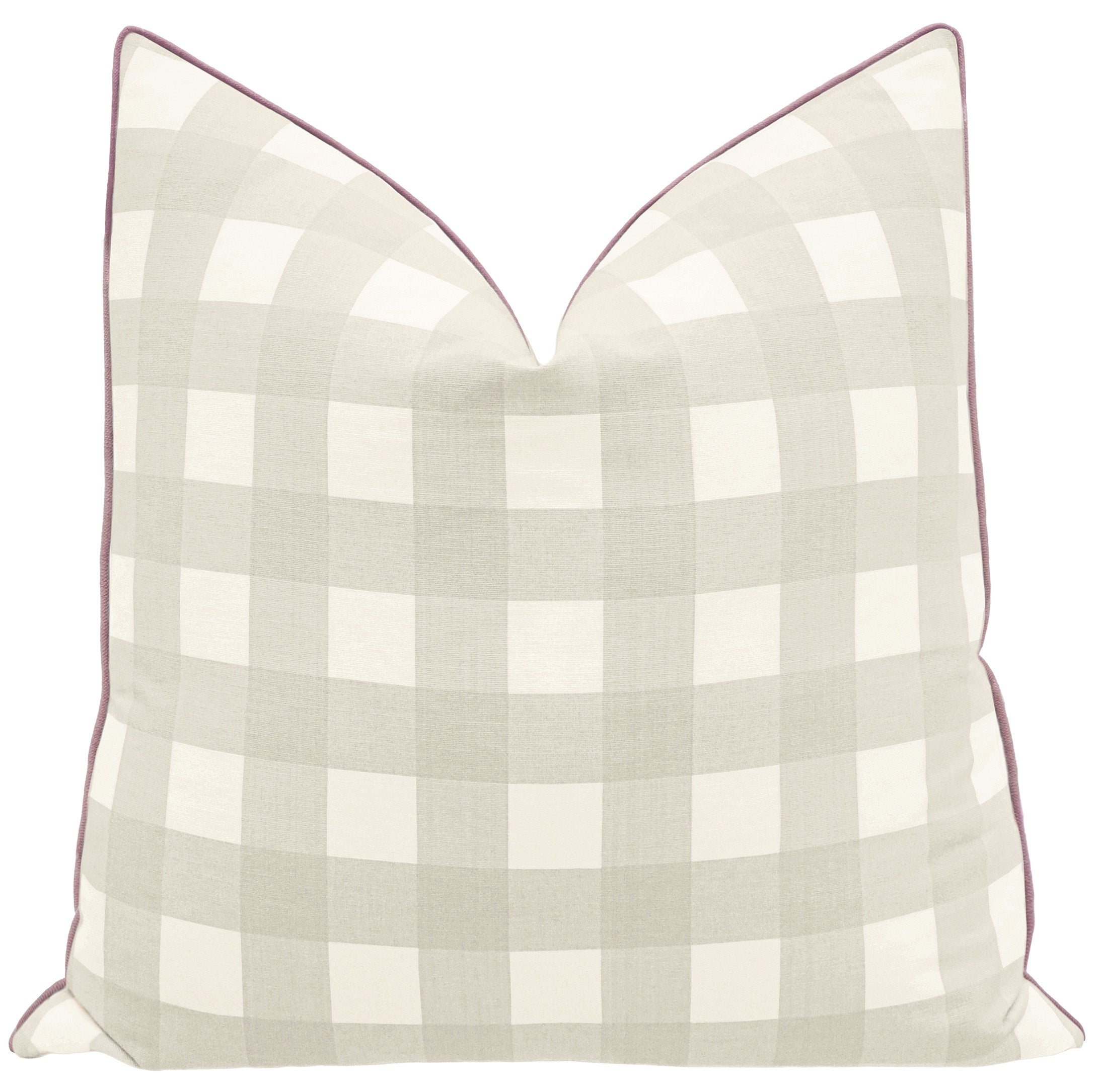 OCS X LDC | CHARLESTON CHECK // STONE WITH CLASSIC LINEN // LILAC - 20” X 30” QUEEN SHAM / CORDING - Image 0