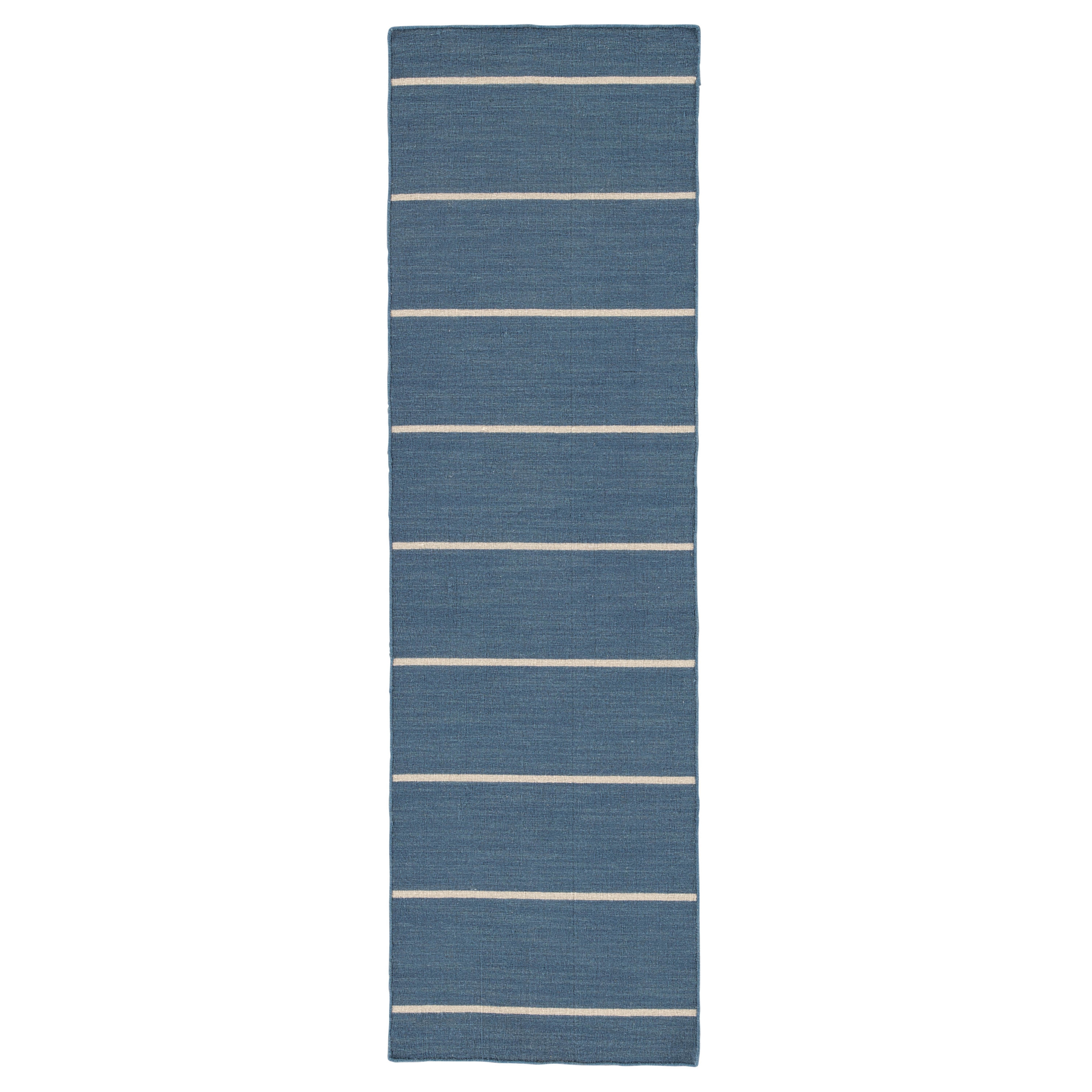 Cape Cod Handmade Stripe Blue/ Cream Runner Rug (2'6" X 8') - Image 0