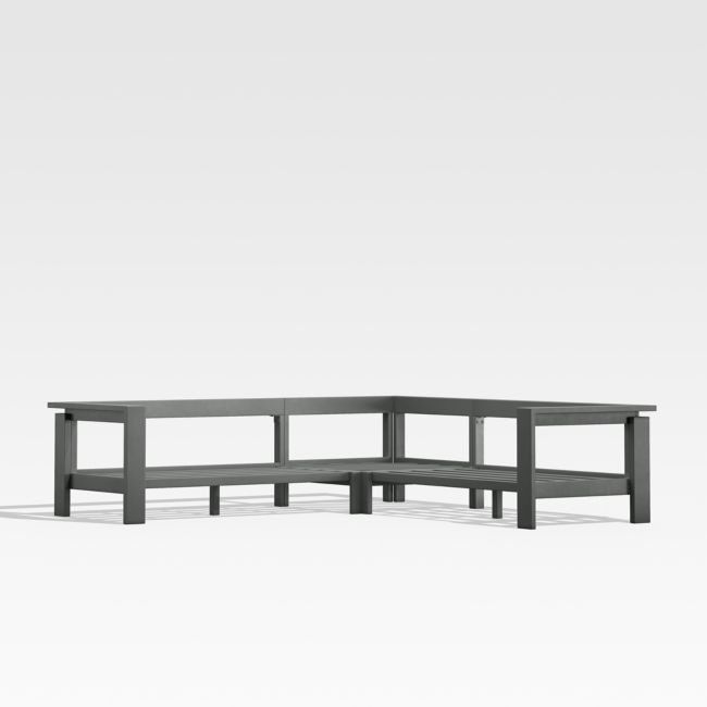 Walker Black Metal 3-Piece Outdoor Sectional Sofa Frame - Image 0