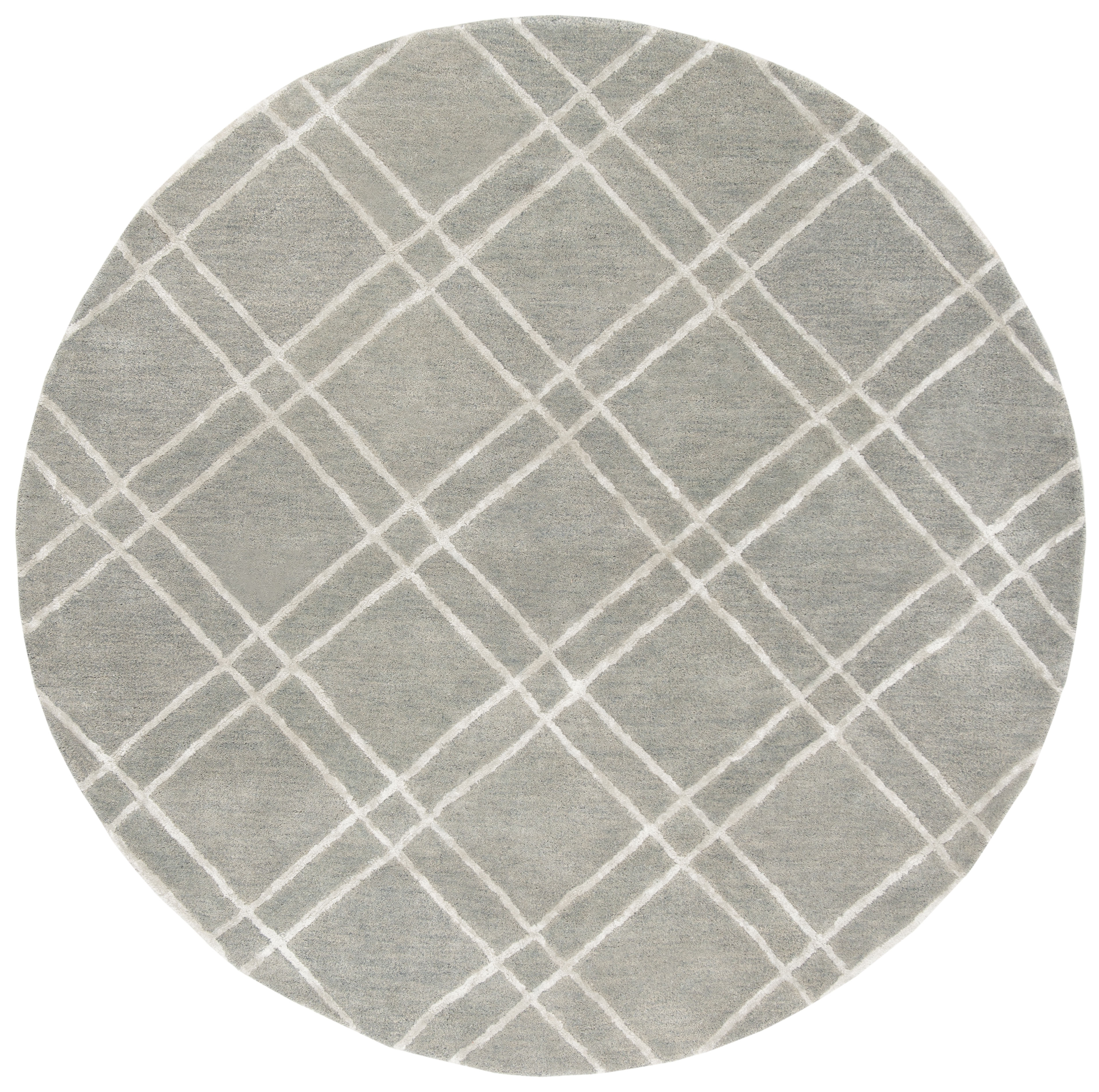 Arlo Home Hand Tufted Area Rug, HIM901G, Grey/Silver,  6' X 6' Round - Image 0