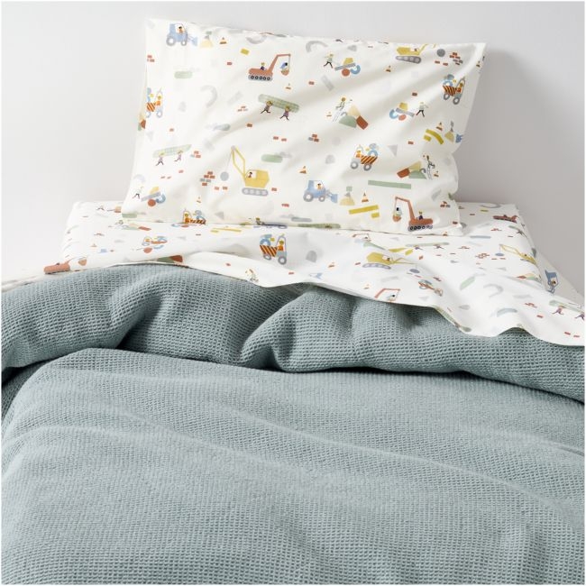 Scoop Light Blue Organic Cotton Gauze Toddler Duvet Cover - Image 0