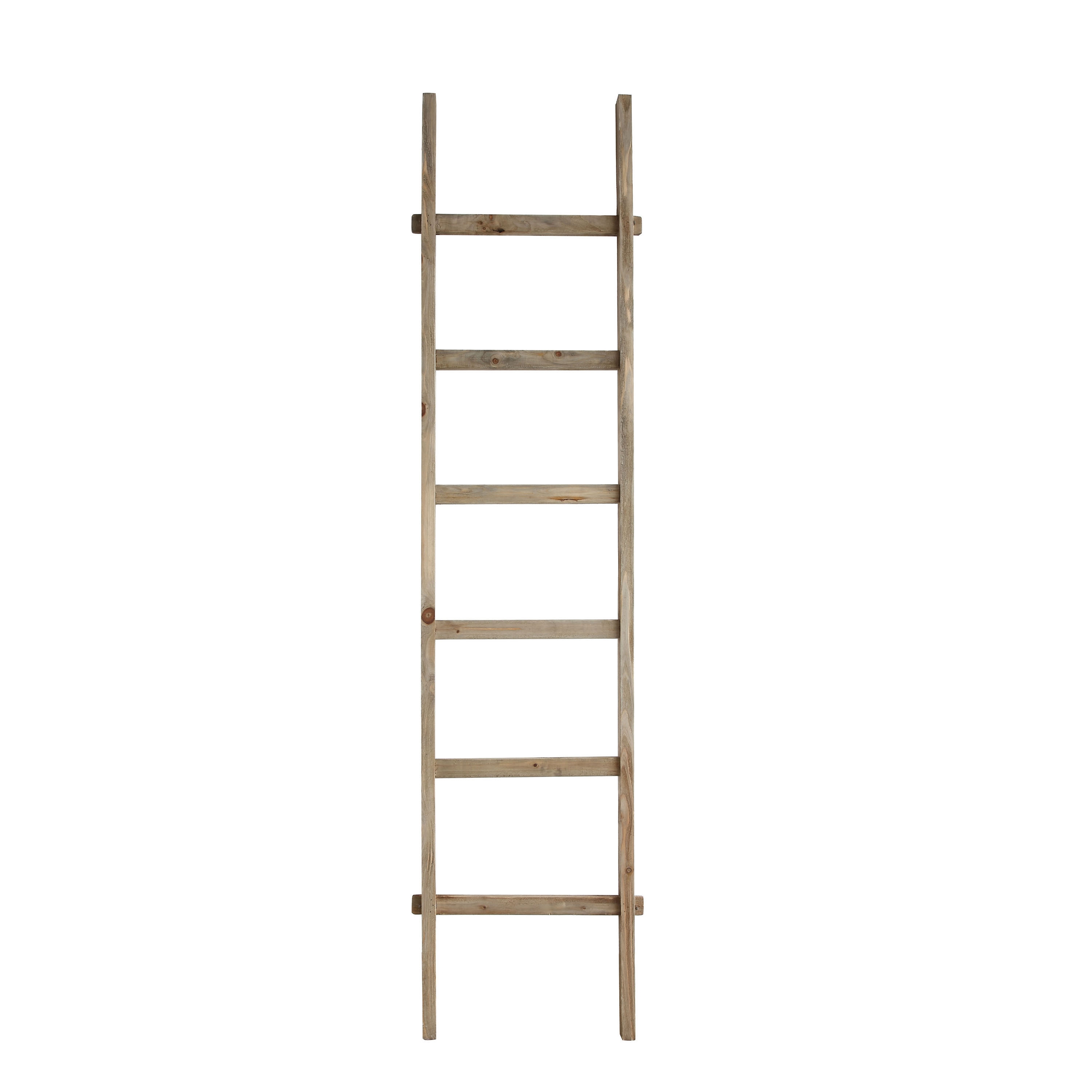 Rustic 76.75"H Decorative Fir Wood Ladder with 6 Rungs - Image 0
