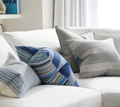 Ziri Reversible Stripe Pillow Cover, 20", Blue Multi - Image 4