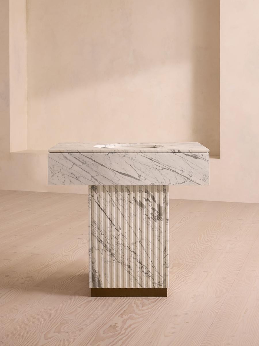 Stellios Single Vanity, Arabescato Marble - Image 0