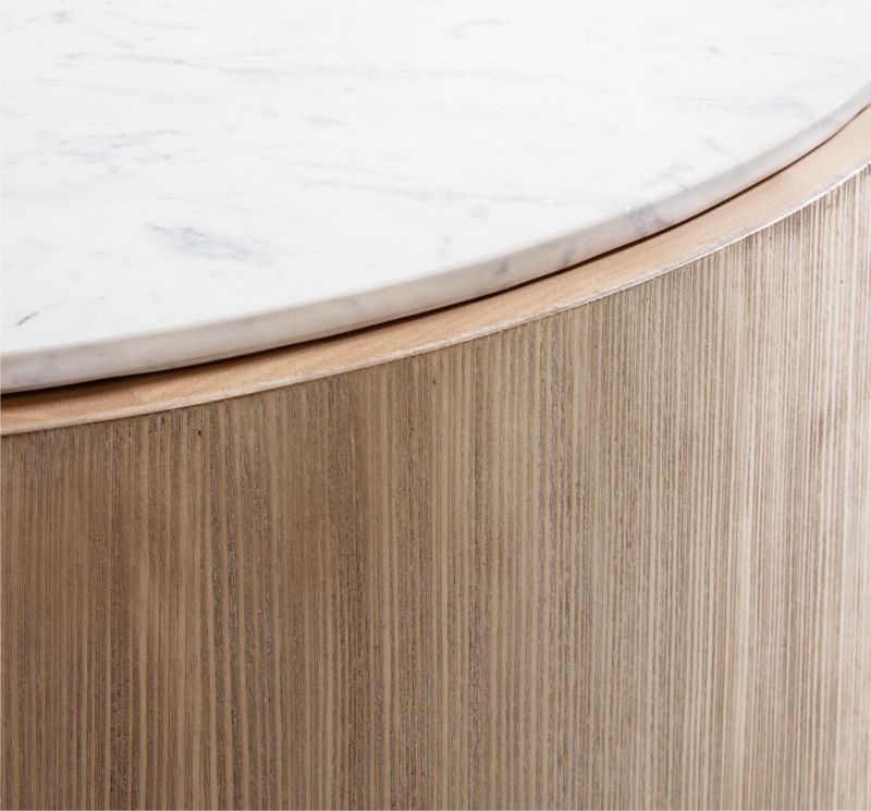 Troupe Marble and Natural Pine Wood 56" Round Coffee Table - Image 5