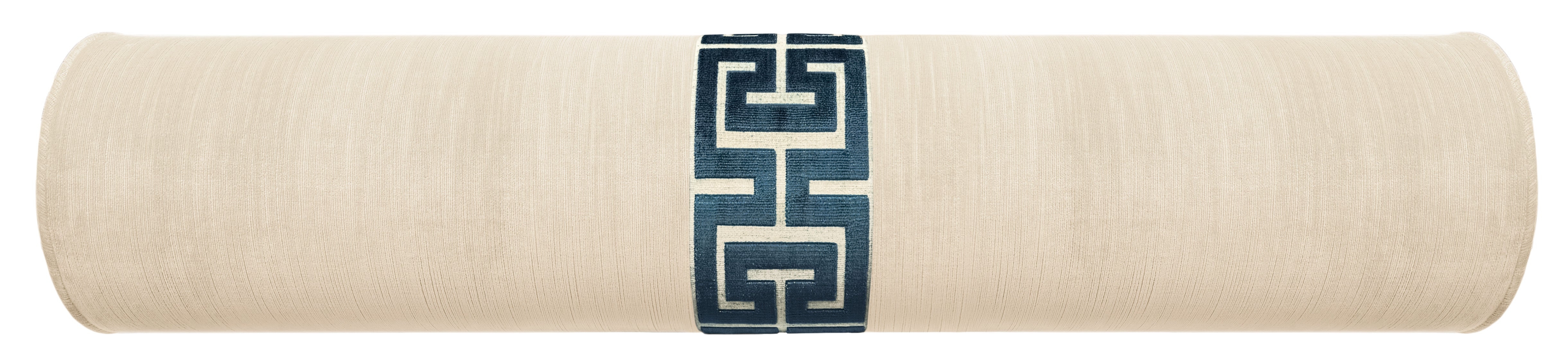 THE BOLSTER :: STRIE VELVET // CASHMERE + GREEK TRIM - Sample 4" X 4" / Navy Blue / 1 pieces (Centered) - Image 0