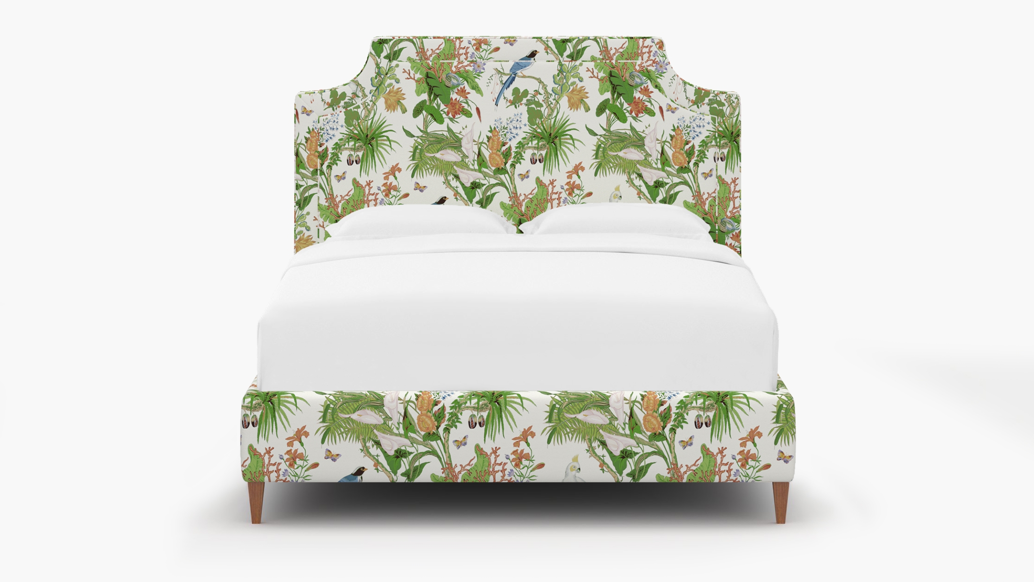 Deco Bed, White Cinque Terra, Walnut Square Tapered Leg, Full - Image 0