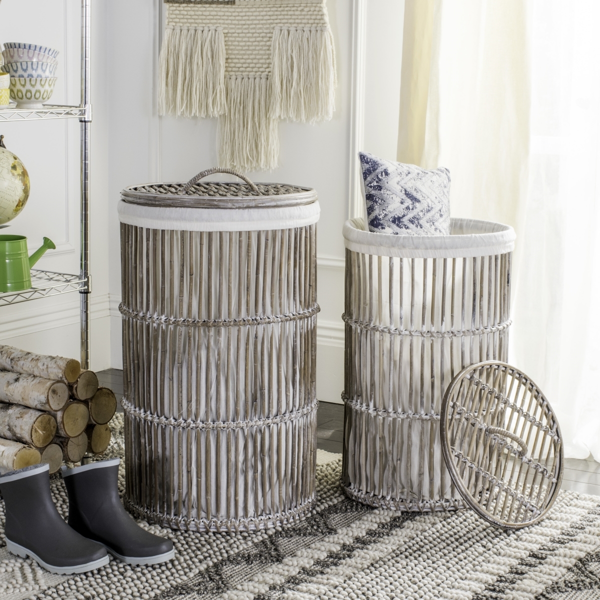 Libby Laundry Basket, Set Of 2 - White / White Washed - Safavieh - Image 1