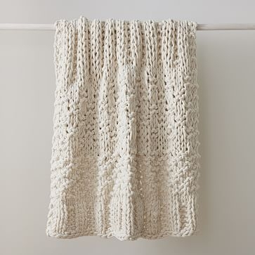 Chunky Cable Knit Throw, 44"x56", Alabaster - Image 0