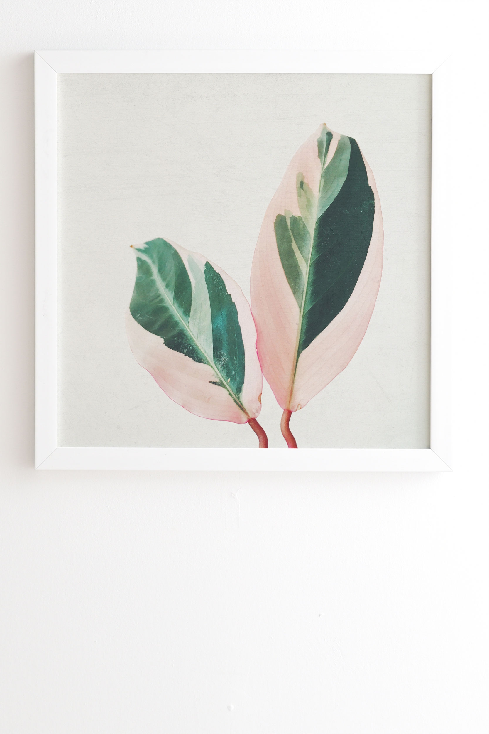 Pink Leaves I by Cassia Beck - Framed Wall Art Basic White 14" x 16.5" - Image 1