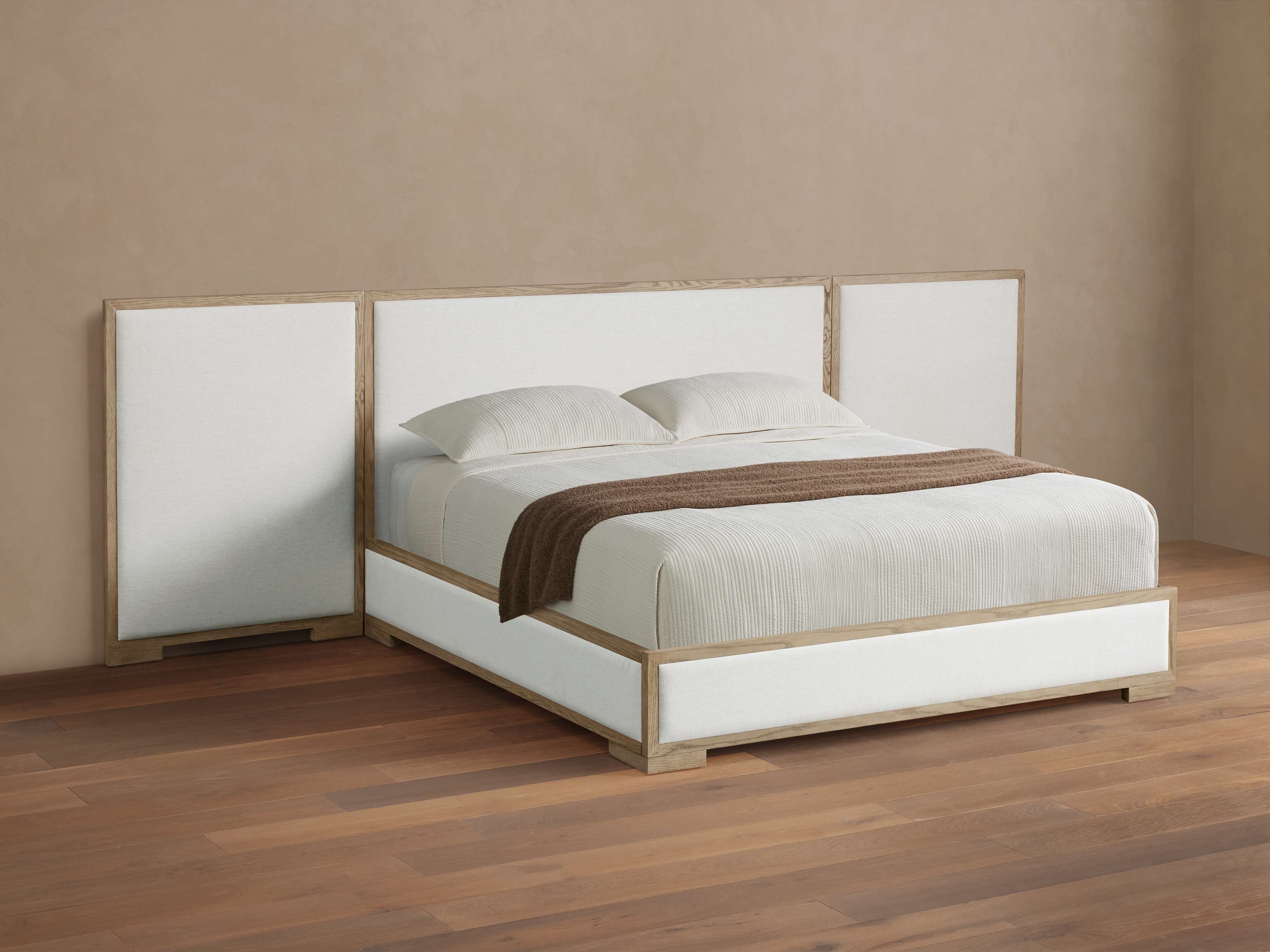 Darien Extended Panel Bed in Upholstered 48" Cali King None  Nomad Snow/Fawn - Image 0