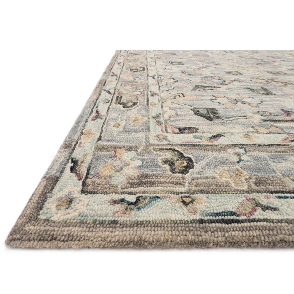 Jovanni French Country Light Blue Wool Floral Patterned Rug - 3'6" x 5'6" - Image 1