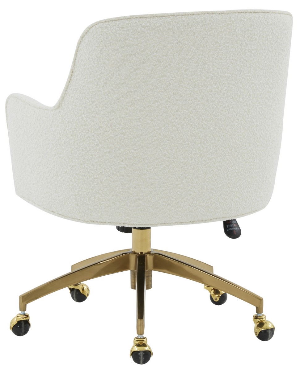 Kierstin Boucle Adjustable Swivel Desk Chair - Ivory/Gold - Image 4