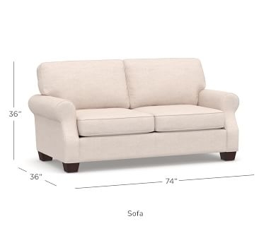 SoMa Fremont Roll Arm Upholstered Grand Sofa 81", Polyester Wrapped Cushions, Performance Heathered Basketweave Platinum - Image 6