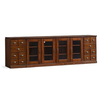 Printer's Media Console with Glass Cabinets, Tuscan Chestnut - Image 0