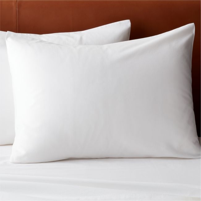 Organic Cotton Sateen 520 Thread Count White Standard Pillow Shams Set of 2 - Image 0