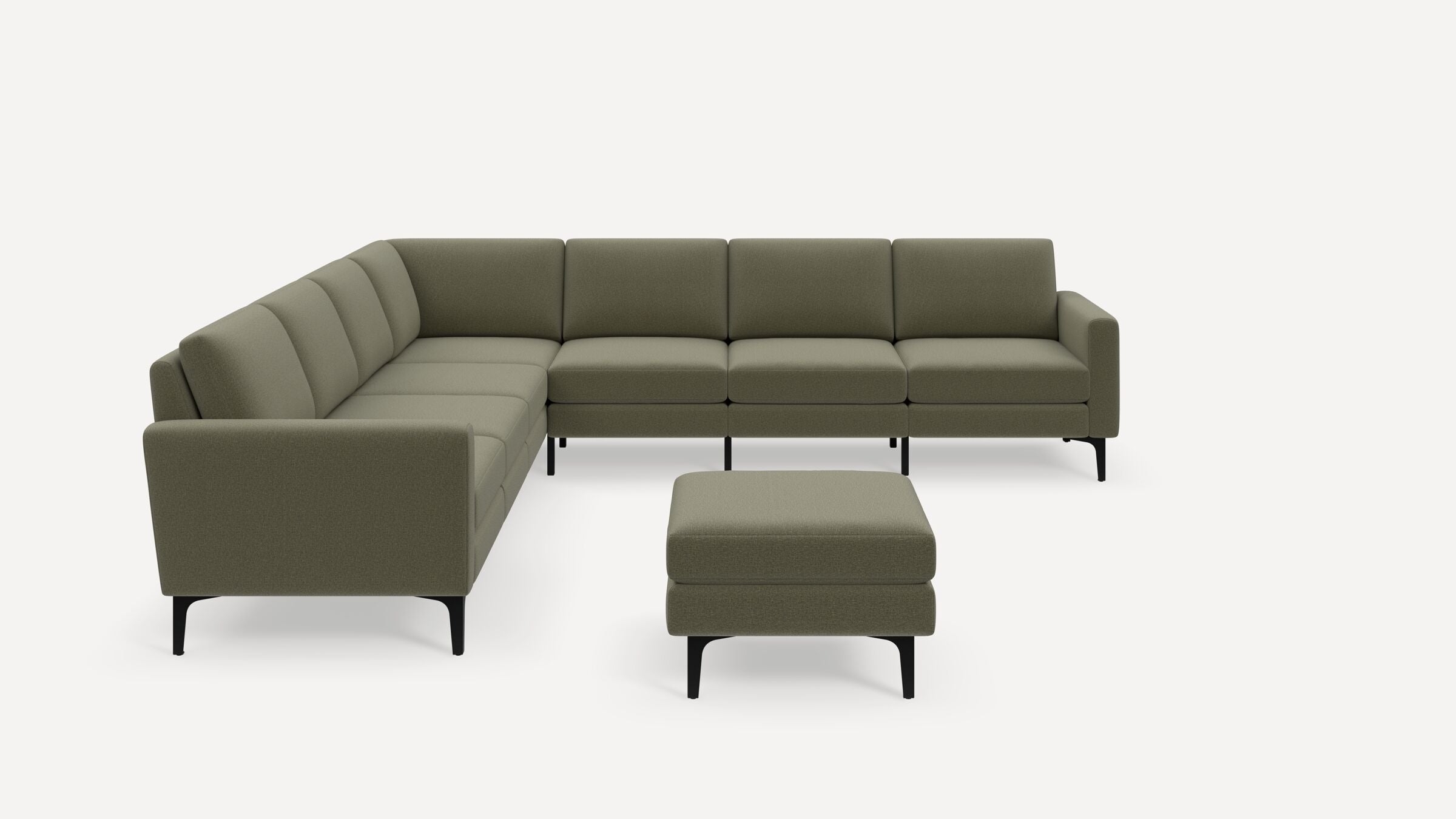 Nomad 7-Seat Corner Sectional with Ottoman - Moss Green - Performance Flatweave / Black - Metal / Block - Image 0