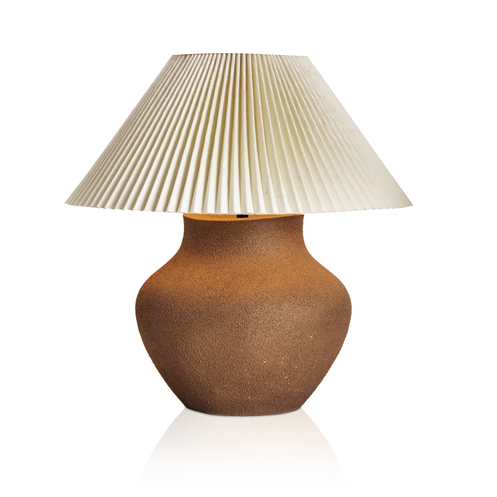 Parma Pleated Table Lamp - Textured Dark Sand Porcelain - Image 1