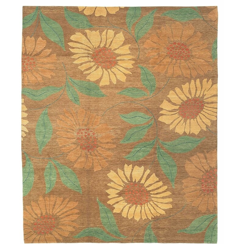 Tufenkian Floral Hand-Knotted Wool Beige/Green Area Rug - Image 0