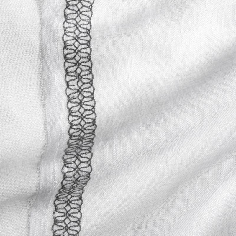 Bordered White Sheer Linen Curtain Panel 52"x84" - Image 2