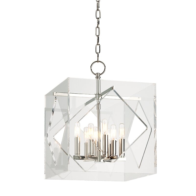 Travis 8 - Light Candle Style Rectangle / Square Chandelier Finish: Polished Nickel, Size: 21.5" H x 16" W x 16" D - Image 0
