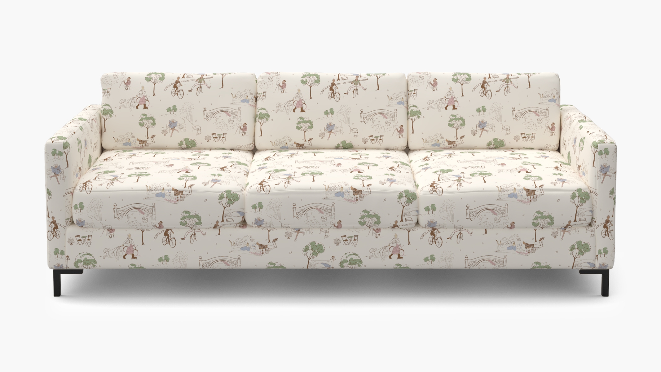 Modern Sofa, Multi Central Park Toile, Bronze L Leg - Image 0