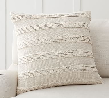 Damia Handwoven Textured Pillow Cover, 22", Ivory Multi - Image 0