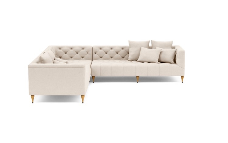 Ms. Chesterfield Corner Sectional with Beige Natural Fabric and Natural Oak with Antique Cap legs - Image 2