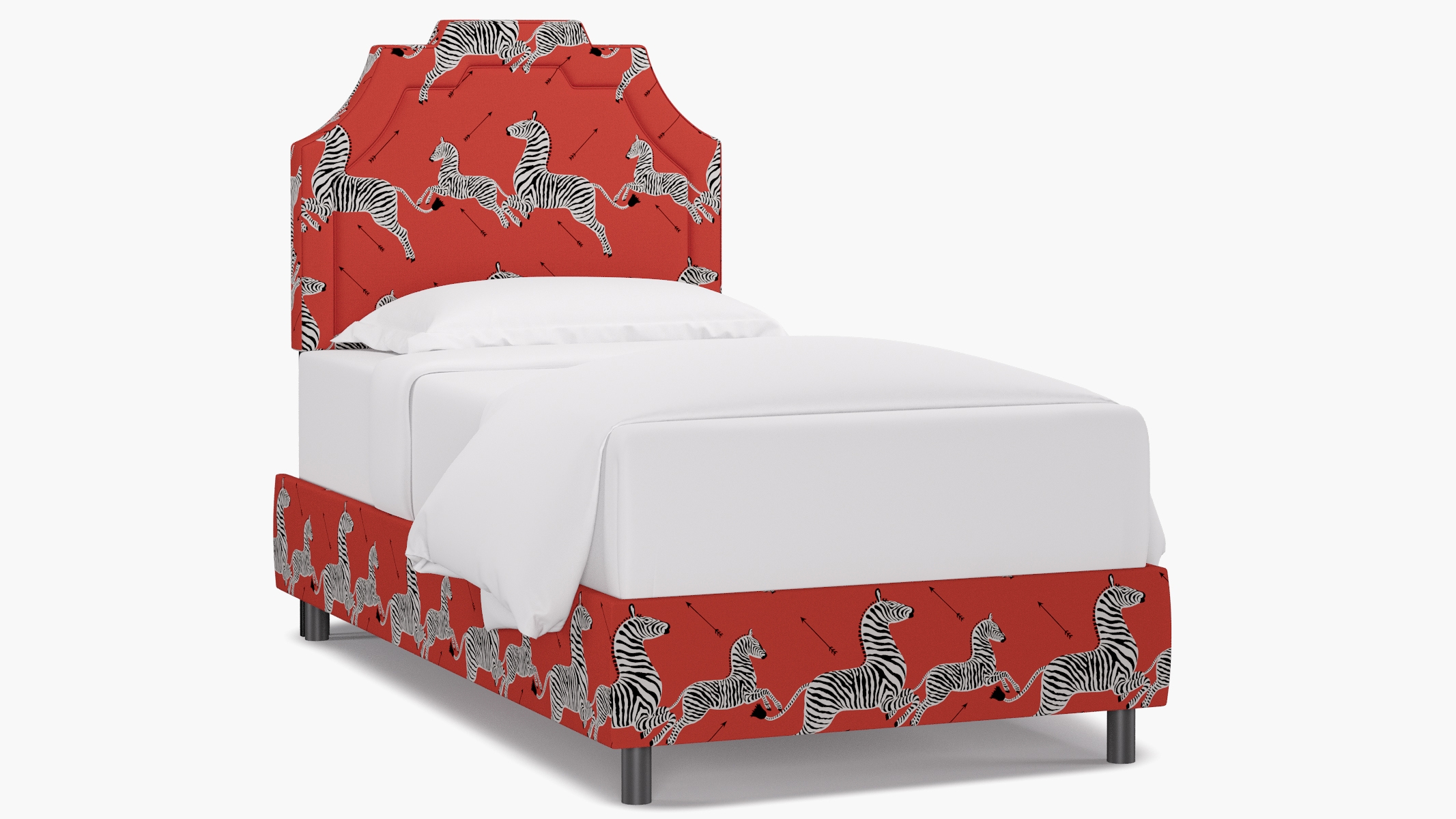 Art Deco Bed, Coral Zebra, Twin - Image 1