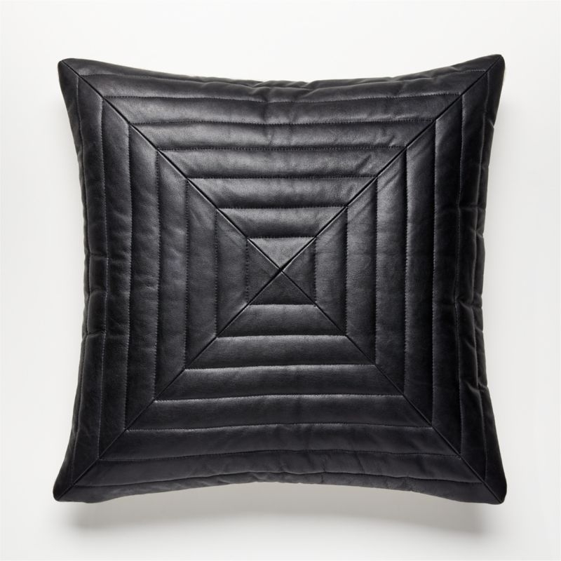 20" Odette Black Leather Pillow with Down-Alternative Insert - Image 1