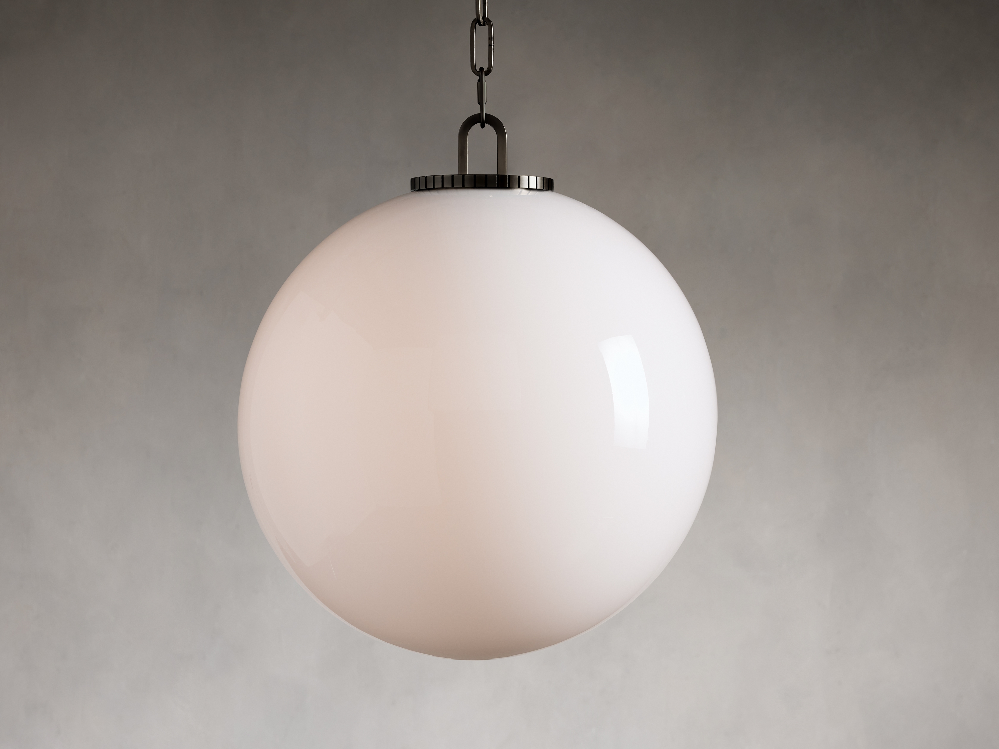 Wescott Globe Pendant with Chain in Glass Large Bronze /Milk - Image 0