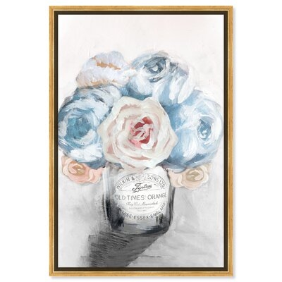 'Soft Blue Floral' - Floater Frame Graphic Art Print on Canvas - Image 0