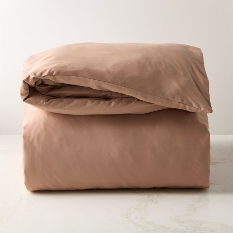 Classic Organic Cotton Sateen 520 Thread Count Dark Taupe Full/Queen Duvet Cover - Image 3