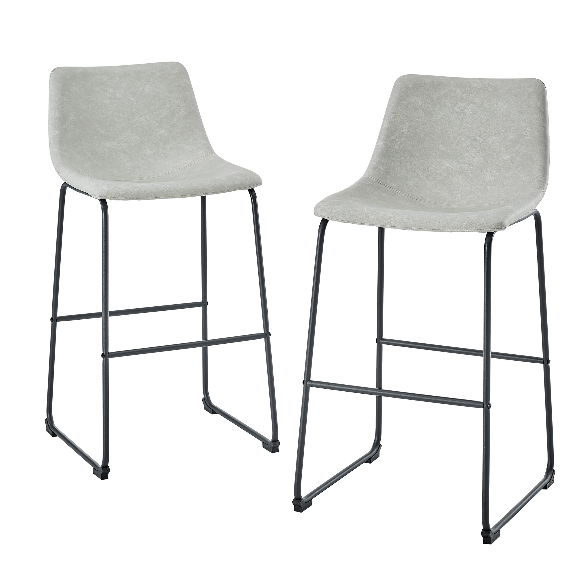 30" Industrial Faux Leather Barstools, Set of 2 - Grey - Image 2