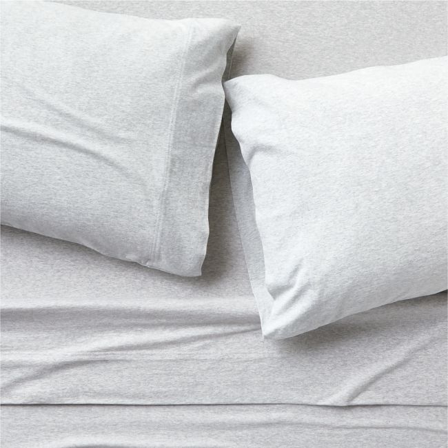 Cozysoft Organic Cotton Jersey Light Grey Queen Bed Sheet Set - Image 0
