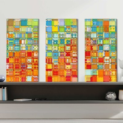 "Tile Art No.4 2012" By Mark Lawrence 3 Piece Graphic Print Set On Canvas - Image 0