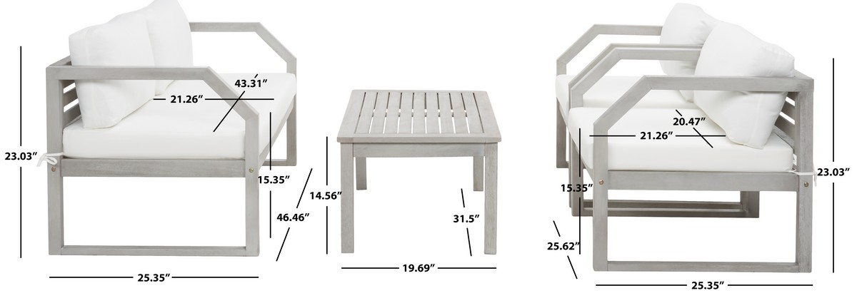 Dren 4 Pc Living Set - Grey/Beige - Safavieh - Image 9