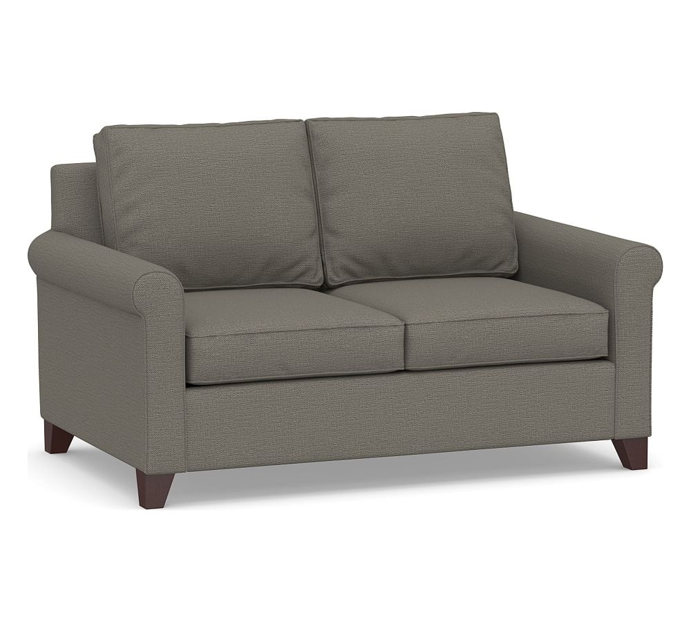 Cameron Roll Arm Upholstered Deep Seat Loveseat, Polyester Wrapped Cushions, Chunky Basketweave Metal - Image 0