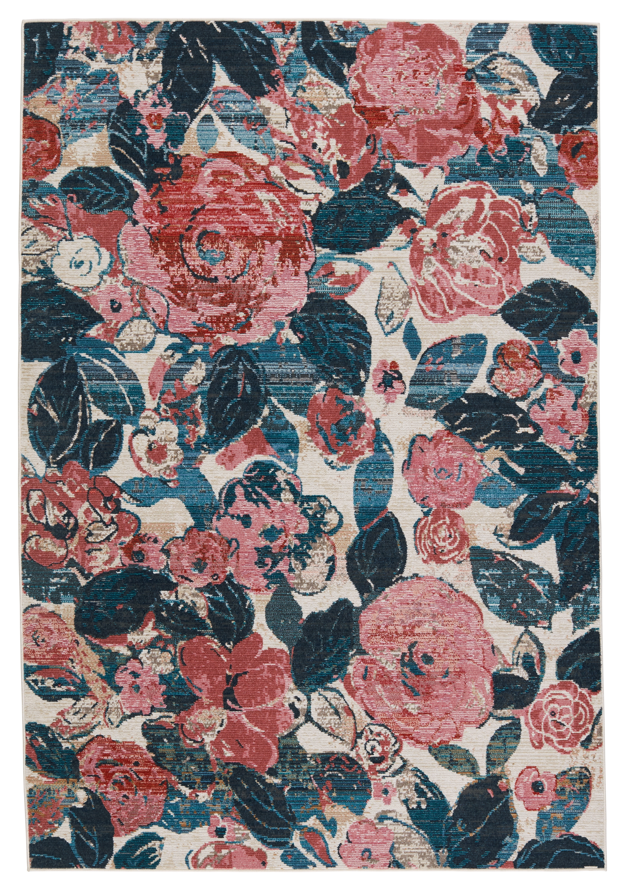 Vibe By Illiana Indoor/ Outdoor Floral Pink/ Blue Area Rug (4'X5'7") - Image 0