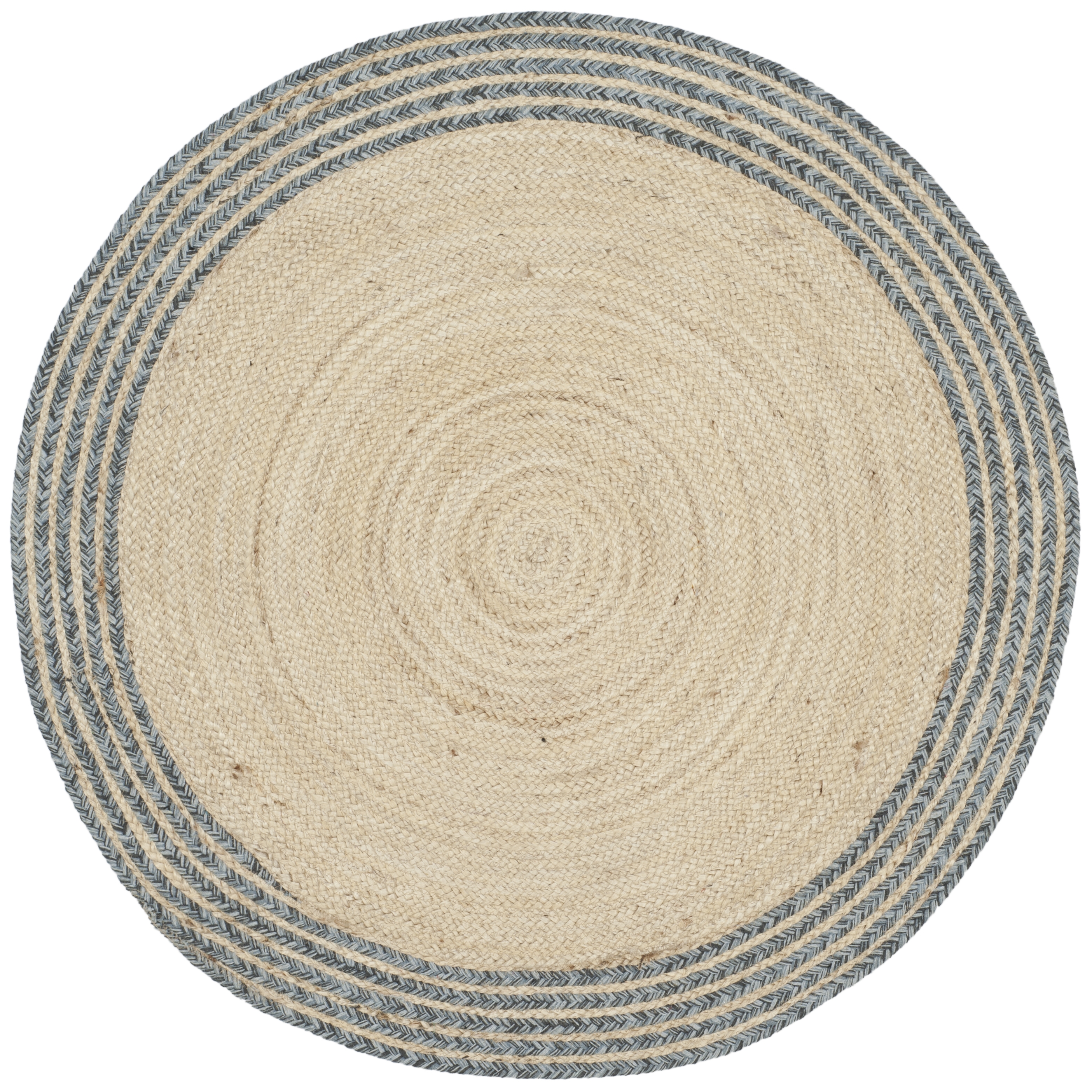 Arlo Home Hand Woven Area Rug, CAP204D, Ivory/Blue,  3' X 3' Round - Image 0