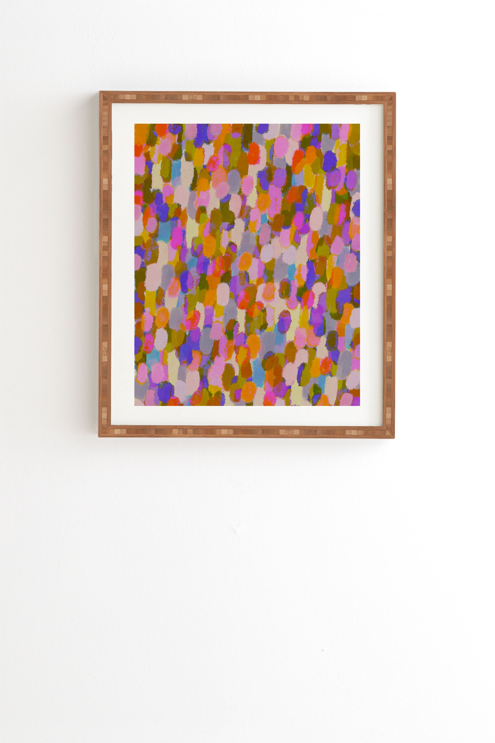 Colorful Brush Strokes by Alisa Galitsyna - Framed Wall Art Bamboo 12" x 12" - Image 0