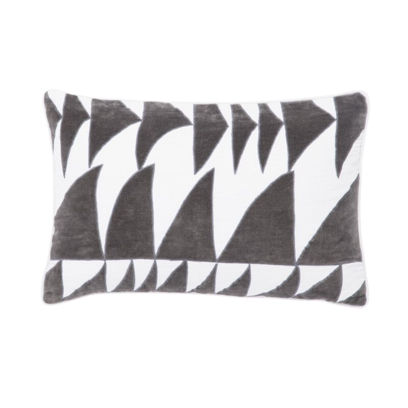 Cosmic By Nikki Chu Living Priscilla Geometric Linen Lumbar Pillow Color: White/Dark Gray, Fill: Polyester / Polyfill - Image 0
