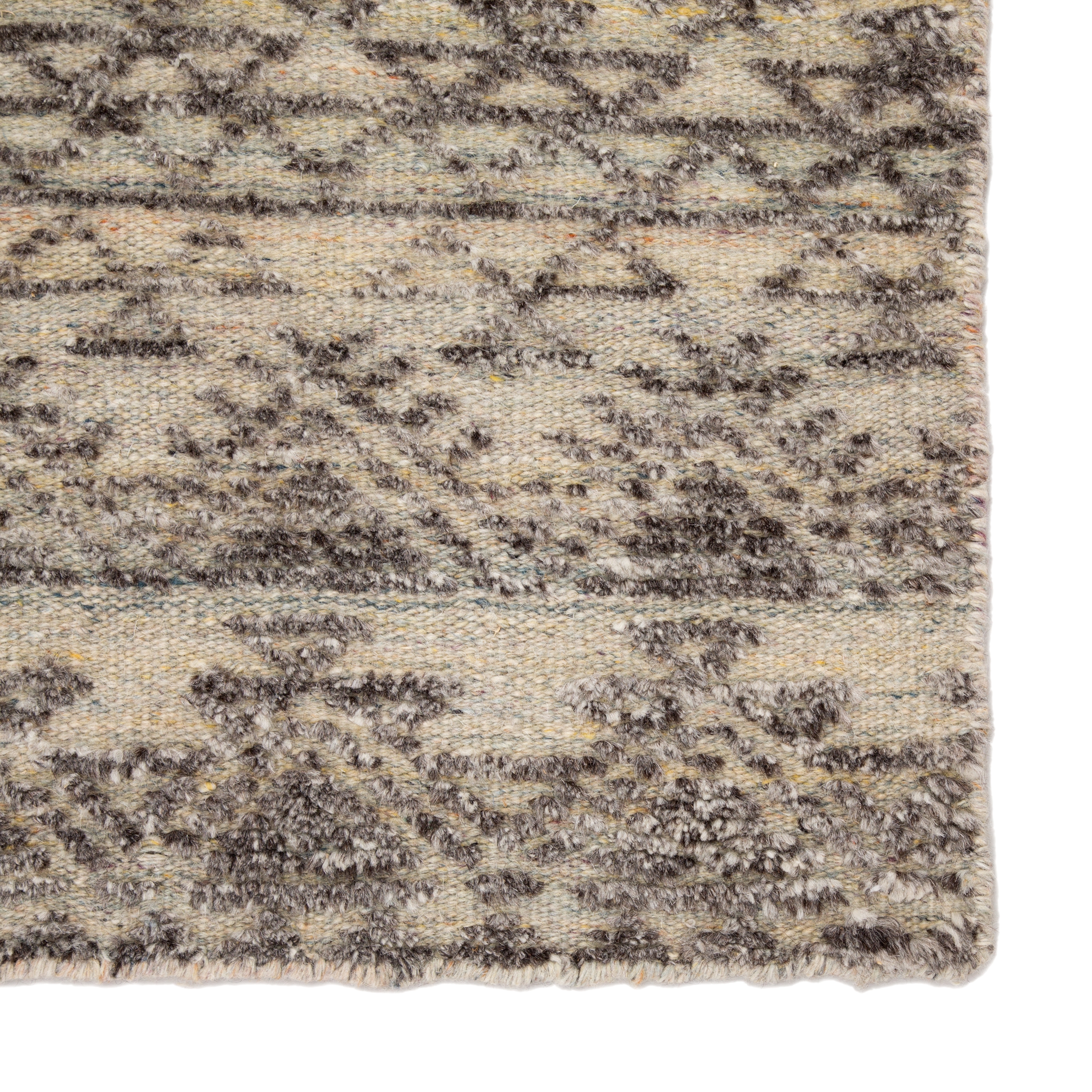 Prentice Hand-Knotted Geometric Dark Gray/ Taupe Area Rug (9'X13') - Image 3