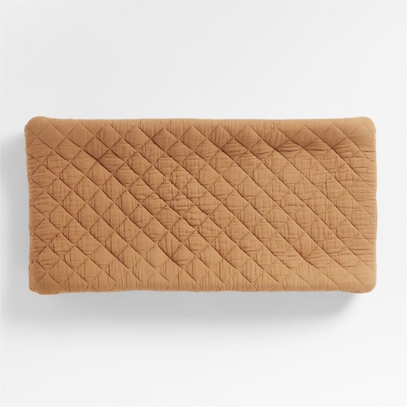 Supersoft Brulee Brown Organic Cotton Gauze Baby Changing Pad Cover - Image 1