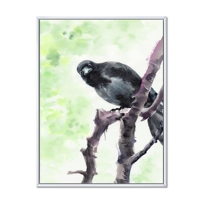 Curious Crow On A Branch - Traditional Canvas Wall Art Print - Image 0