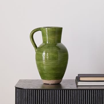 Jug Vases, Medium Vase, Dark Green, Ceramic, 13 in High - Image 0